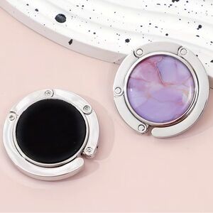 Silver and Purple Folding Metal Purse  Handbag Hook